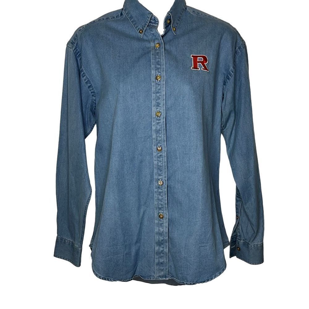 Rutgers Embroidered Chambray Button Down Small NWOT